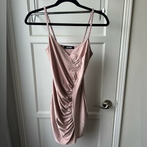 MISSGUIDED Blush Nude Textured Bodycon Dress, Size Small, New Without Tags